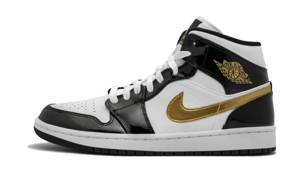 Air Jordan 1 Mid SE Black Gold Patent Leather Restock